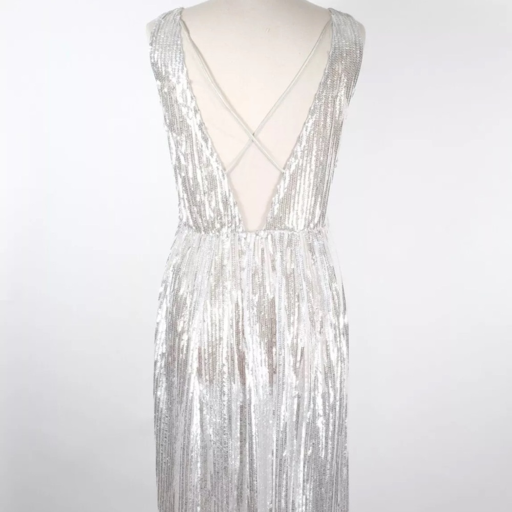 Marc Jacobs Runway NWT silver sequin midi dress with black detachable belt - Picture 6 of 15